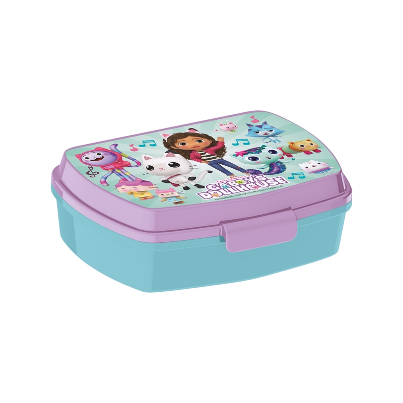 Boîte à sandwich rectangulaire Gabby's Dollhouse bleue en PVC