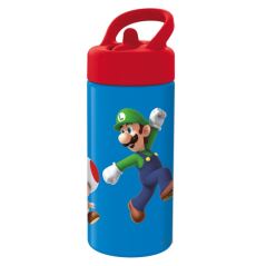 Gourde Super Mario 410 ml Safta - Fermeture hermétique - Valve de sortie d'eau - Poignée supérieure - Bouchon à vis - Rouge et b