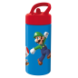 Gourde Super Mario 410 ml Safta - Fermeture hermétique - Valve de sortie d'eau - Poignée supérieure - Bouchon à vis - Rouge et b