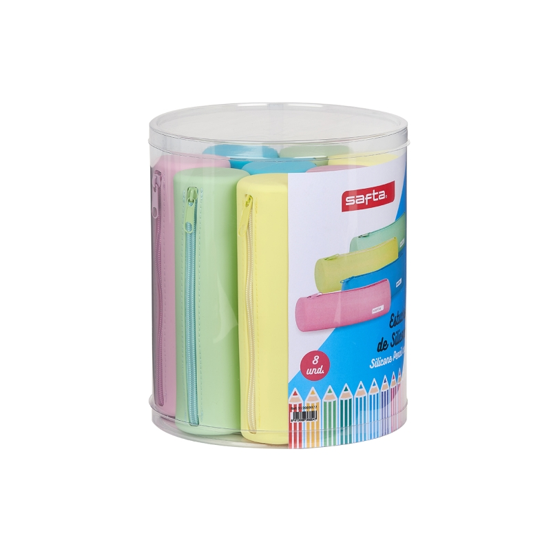 Safta lot de 8 étuis silicone ronds couleurs assorties 19,5 cm