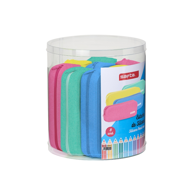 Lot de 8 étuis silicone pailleté carré 27x23 cm couleurs assorties