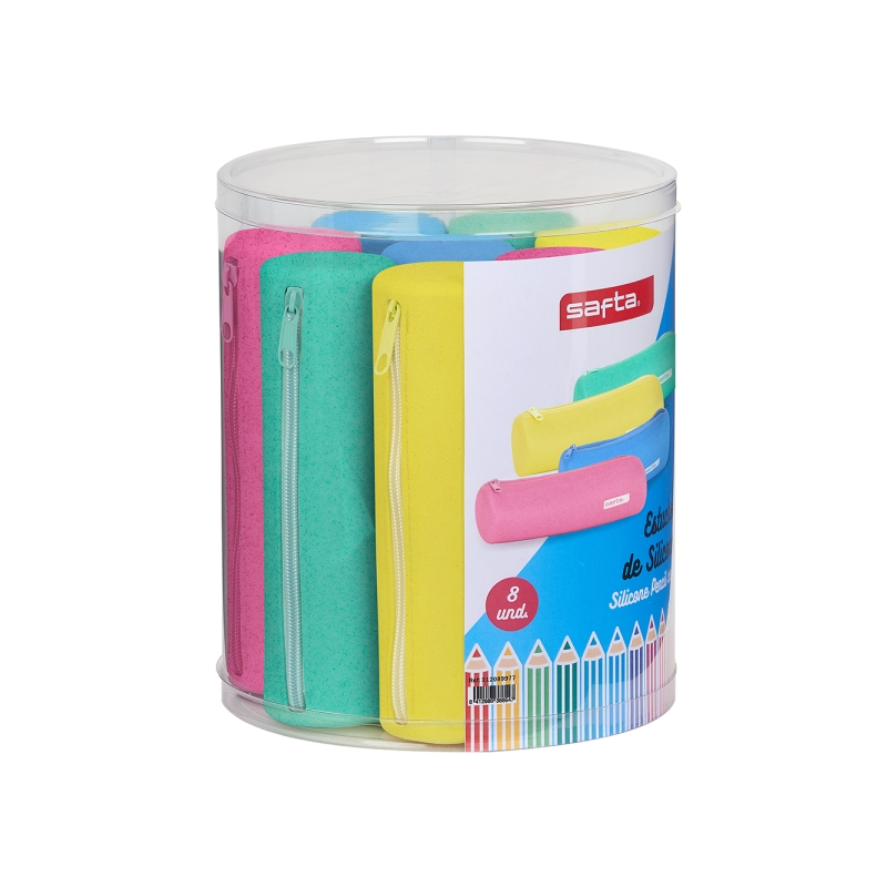 Safta lot de 8 étuis silicone ronds couleurs assorties