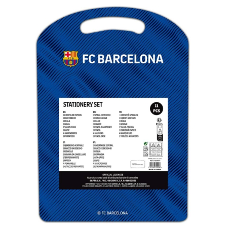 Trousse scolaire FC Barcelone 11 pièces métal rouge bleu