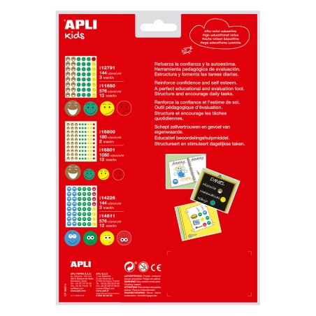 LOT de 5 Apli Stickers Format A4 aux Formes et Couleurs Assorties - Triangles (20x20x20mm), Ronds (Ø20mm) et Carrés (20x20mm)