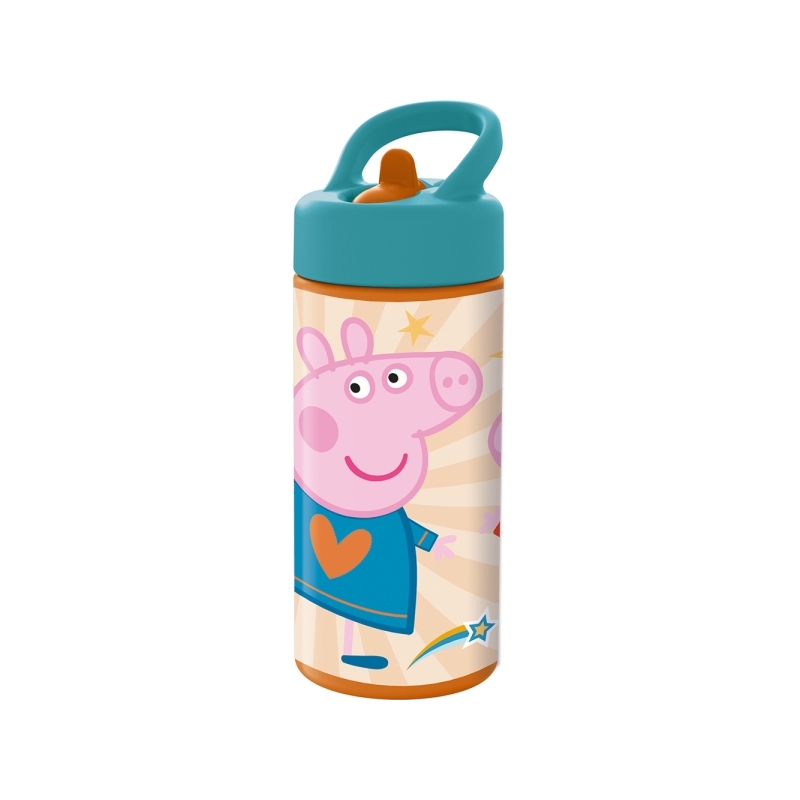 Bouteille Peppa Pig 410 ml avec paille intégrée multicolore Bouteille Peppa Pig 410 ml avec paille intégrée multicolore