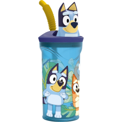 gobelet bleu Bluey paille intégrée