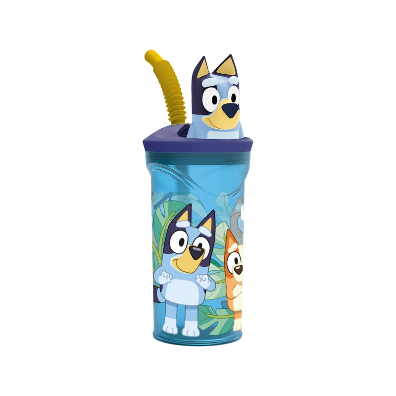 Gobelet Safta Bluey 3D 360 ml bleu avec paille intégrée Gobelet Safta Bluey 3D 360 ml bleu avec paille intégrée