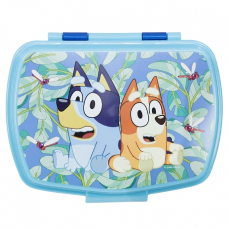 Boite à goûter Bluey PVC sans BPA - Fermeture hermétique - Rectangulaire - Bleue