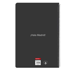 Cahier à spirale Real Madrid A4 quadrillé 80 feuilles noir et blanc