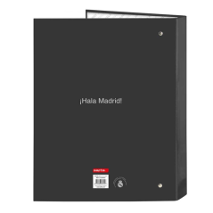 Classeur à 4 anneaux Real Madrid Safta noir et blanc folio 40 mm