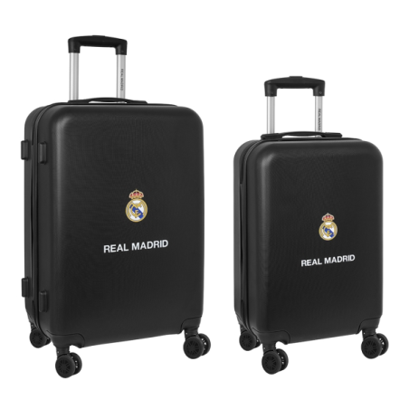 deux valises rigides noires roulette