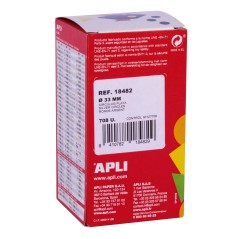 Apli Gomets Ronds Argent Métallisé - Ø33mm - 59 Feuilles Prédécoupées - Adhésif à Base d'Eau - Normes EN-71 et FSC