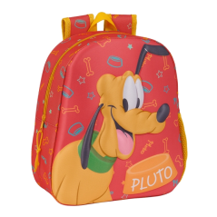 Sac à dos Safta Pluto 3D 8,64 L - Porte-bouteille - Porte-carte d'identité - Bretelles rembourrées - 27 x 33 x 10 cm - Rouge