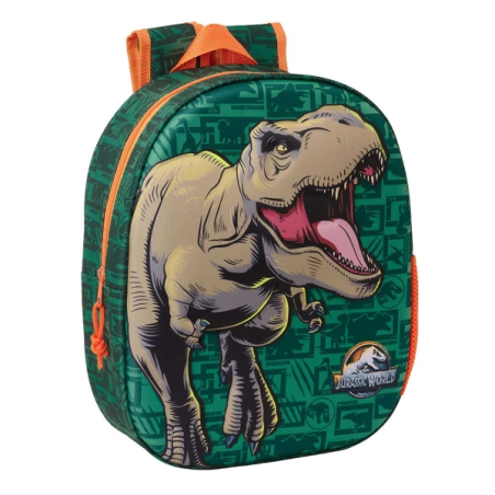 Sac à dos 3D Jurassic World 8,64 L Safta - Porte-bouteille - Porte-carte d'identité - Bretelles rembourrées - 27 x 33 x 10 cm