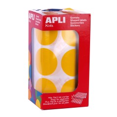 ✅ Apli Round XL Stickers Ø 33mm Jaune Adhésif Permanent - 59 Feuilles Prédécoupées - 708 Stickers par Roule en stock