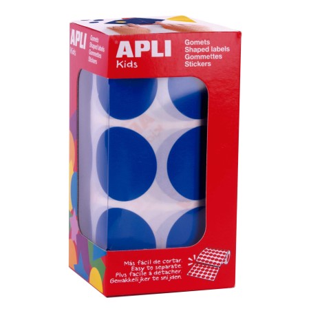 ✅ Apli Round Blue XL Stickers - Ø 33mm - Adhésif Permanent - 708 Stickers par Rouleau - Idéal pour le Dévelo en stock