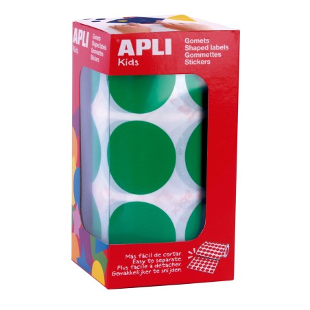 ✅ Apli Green Autocollants Ronds XL - Ø 33mm - Adhésif Permanent - 708 Autocollants par Rouleau couleur vert en stock