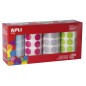 Apli Autocollants Ronds Ø 20mm - Couleurs Assorties - Adhésif Permanent - 4 Rouleaux - 7080 Autocollants - Développement