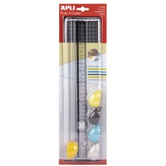✅ Ciseaux Apli - Règle 35cm - Planche 10x38cm - 5 Ciseaux Ergonomiques - Différents Types de Coupe couleur Var en stock