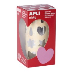 ✅ Apli Gomets Formes Assorties Argent - 720 Gomets par Rouleau - Adhésif Permanent - Séparation Facile couleur en stock