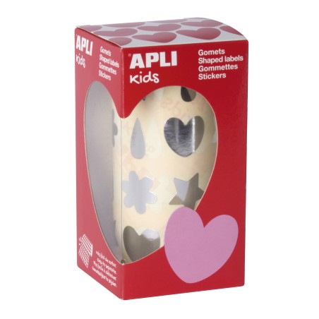 ✅ Apli Gomets Formes Assorties Argent - 720 Gomets par Rouleau - Adhésif Permanent - Séparation Facile couleur en stock
