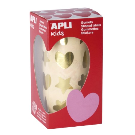 ✅ Apli Gomets Oro Formes assorties - 720 Gomets par rouleau - Adhésif à base d'eau - Conforme aux normes EN-71 en stock