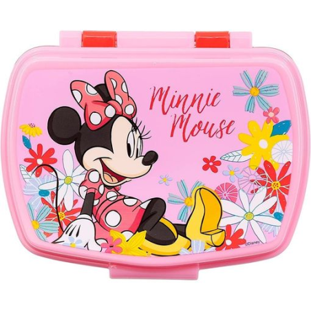 Boite à goûter Minnie Mouse rectangulaire rose sans BPA - Rectangulaire - 17 x 5,6 x 13,3 cm