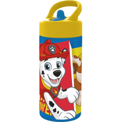 Gourde Pat' Patrouille 410 ml Safta - PVC sans BPA - Bouchon à visser - Valve de vidange - Poignée supérieure - 74 x 64 x 178 mm