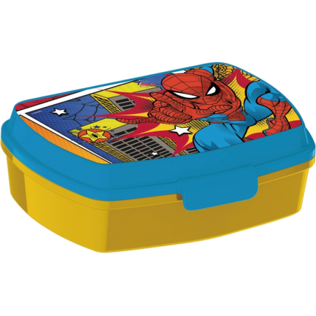 Boite à goûter Spider-Man Attack Safta - PVC sans BPA - Rectangulaire - 17 x 5,6 x 13,3 cm - Jaune