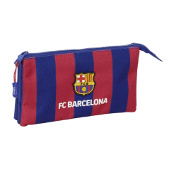 trousse trois compartiments rouge bleu