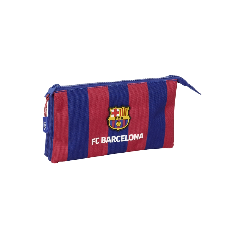 Trousse FC Barcelone 3 compartiments rouge et bleu 22x12x3 cm