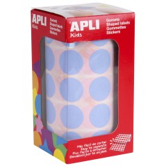 ✅ Apli Stickers Ronds Ø 20mm Bleu Clair - 59 Feuilles Prédécoupées - 1770 Stickers par Rouleau - Idéal pour en stock