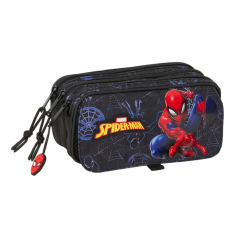 trousse noire Spider-Man à trois compartiments