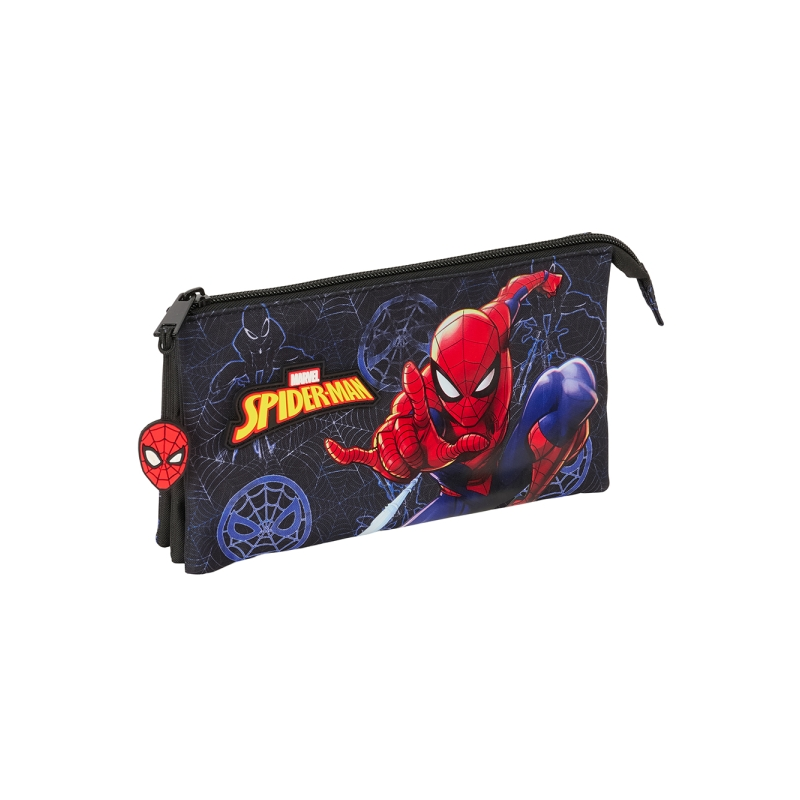 Trousse Spider-Man Attack 3 compartiments noire 22x12x3 cm