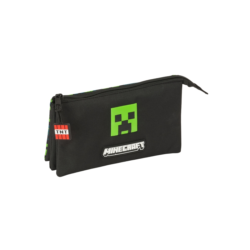 Trousse à crayons Minecraft TNT 3 compartiments noir 22x12x3 cm