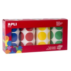 ✅ Apli Gomets Ronds Ø 33mm - Pack de 4 Rouleaux avec 2832 Gomets - Adhésif Permanent - Idéal pour le Dévelop en stock