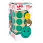 Stickers Vert Happy Face Ø 20mm - Adhésif Amovible - 900 Stickers par Rouleau - Idéal pour Motiver et Récompenser les Enfants
