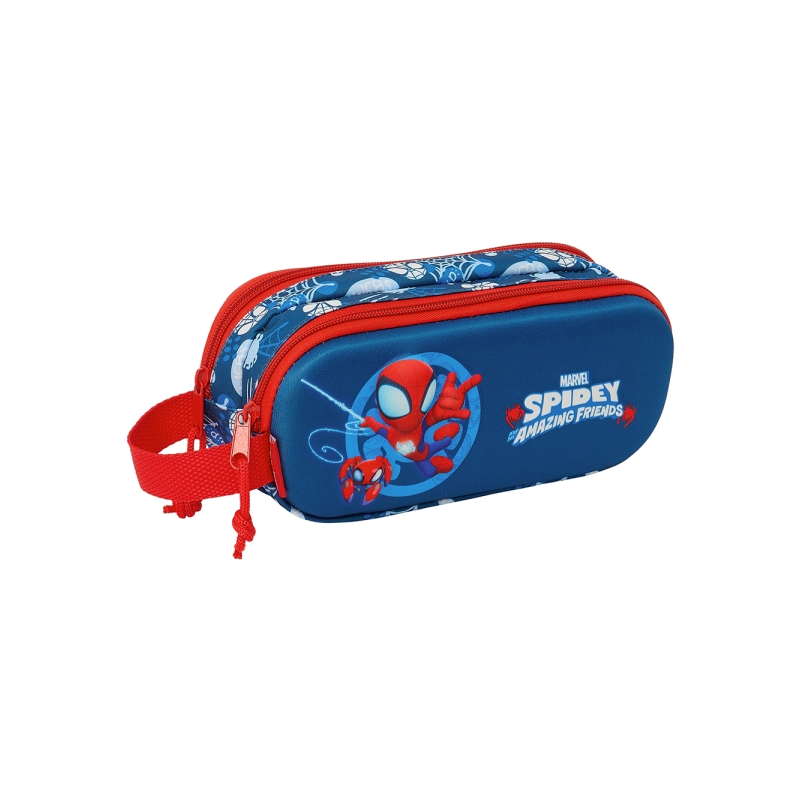 Trousse 3D Spidey 2 compartiments rouge bleu 21x8x6 cm