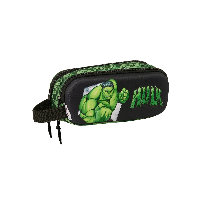 Trousse 3D Hulk 2 compartiments poignée noir vert 21x8x6 cm