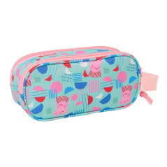 Trousse 3D Peppa Pig 2 compartiments bleu clair 21x8x6 cm