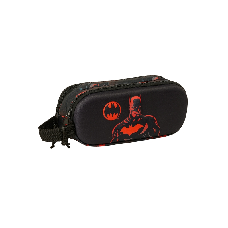 Trousse 3D Batman à 2 compartiments avec poignée, noire, 21 x 8 x 6 cm