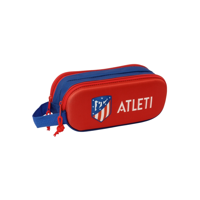 Trousse 3D Atlético de Madrid 2 compartiments rouge bleu 21 cm