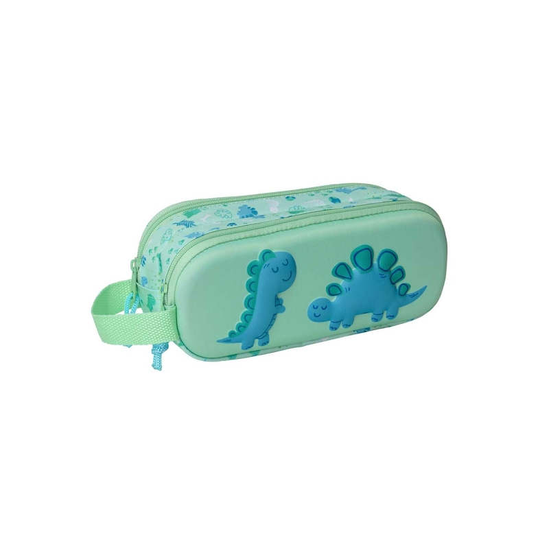 Trousse Safta Dino 3D 2 compartiments menthe 21x8x6 cm Trousse Safta Dino 3D 2 compartiments menthe 21x8x6 cm
