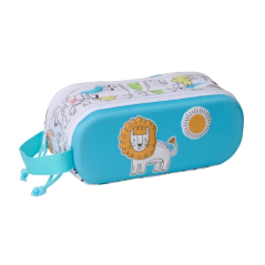 Trousse lion blanc bleu Safta