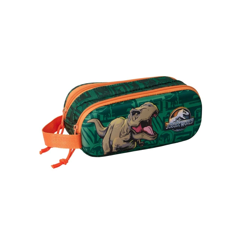 Trousse 3D Jurassic World 2 compartiments vert foncé 21x8x6 cm