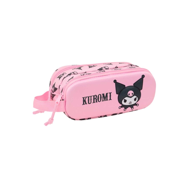 Trousse 3D Kuromi Safta 2 compartiments rose pastel 21x8x6 cm