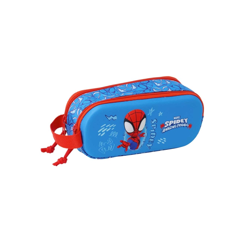 Trousse 3D Spidey Safta 2 compartiments rouge bleu 21x8x6 cm