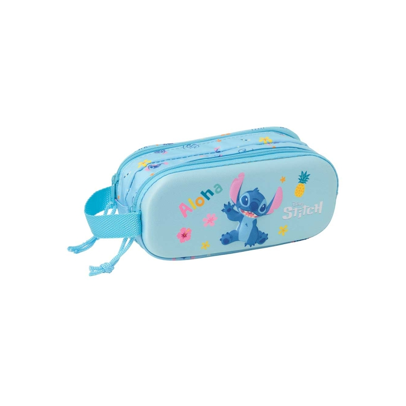 Trousse Safta Stitch 3D 2 compartiments bleu clair 21x8x6 cm Trousse Safta Stitch 3D 2 compartiments bleu clair 21x8x6 cm