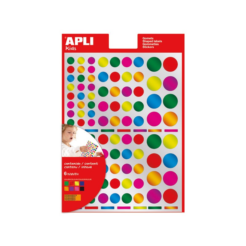 LOT de 10 Apli Stickers Ronds Adhésifs Permanents - Ø 10mm, Ø 14mm et Ø 20mm - 624 Stickers par Sachet - Couleurs Métalliques