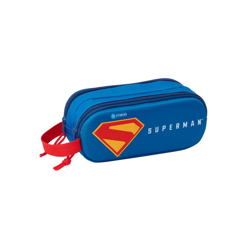 Trousse 3D Superman Safta 2 compartiments rouge bleu 21x8x6 cm